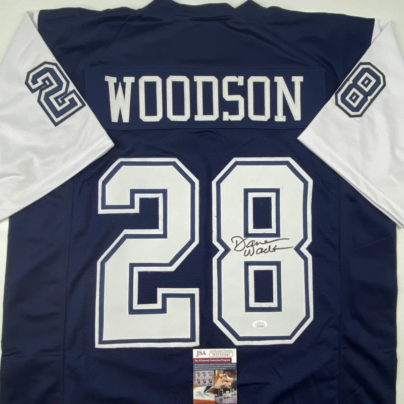 Autographed/Signed Darren Woodson Dallas Blue Football Jersey JSA COA