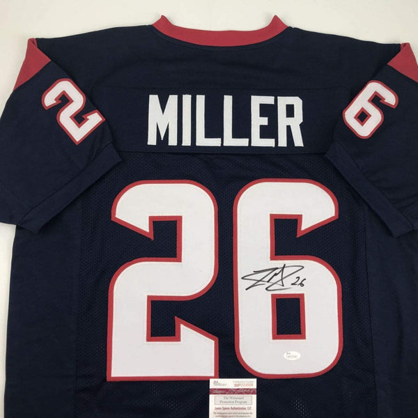 Autographed/Signed Lamar Miller Houston Blue Football Jersey JSA COA