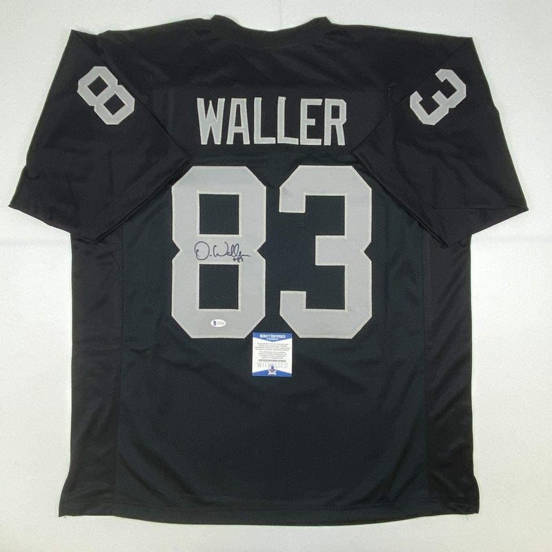 Autographed/Signed Darren Waller Las Vegas Oakland Black Football Jersey Beckett BAS COA