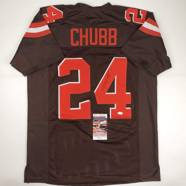 Autographed/Signed Nick Chubb Cleveland Football Brown Jersey JSA COA