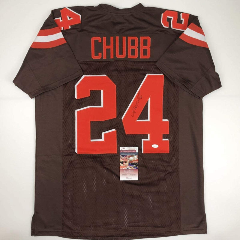 Autographed/Signed Nick Chubb Cleveland Football Brown Jersey JSA COA
