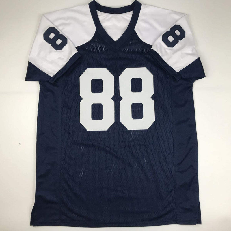 Autographed/Signed Michael Irvin Dallas HOF 2007 Thanksgiving Day Blue Football Jersey Beckett BAS COA