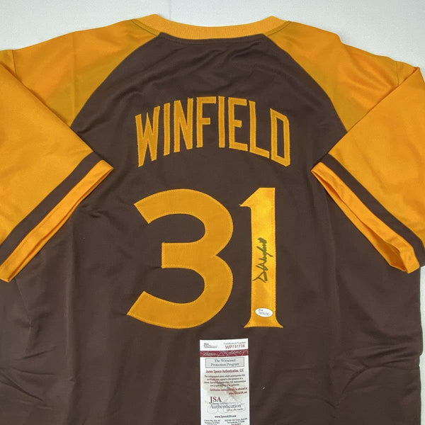 Autographed/Signed Dave Winfield San Diego Brown Retro Baseball Jersey JSA COA