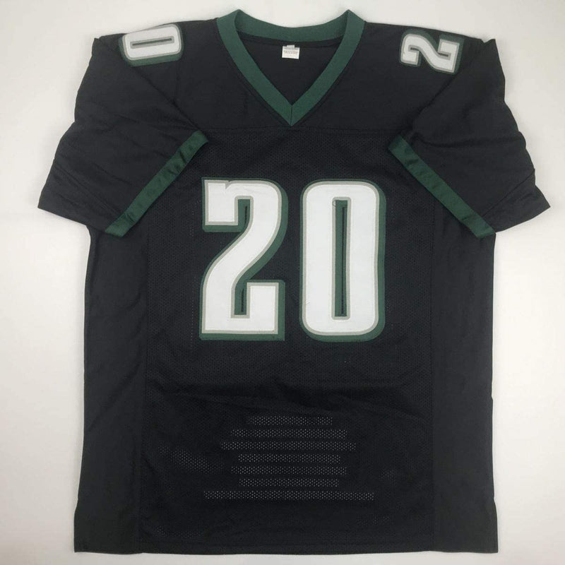 Autographed/Signed Brian Dawkins Philadelphia Black Stat Football Jersey JSA COA