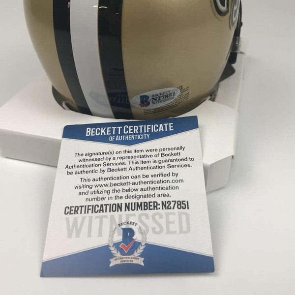 Autographed/Signed Marshon Lattimore New Orleans Saints Football Mini Helmet Beckett BAS COA
