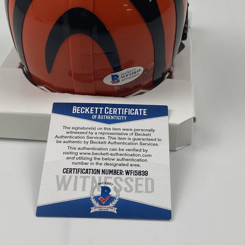 Autographed/Signed Tee Higgins Cincinnati Bengals Mini Football Helmet Beckett BAS COA
