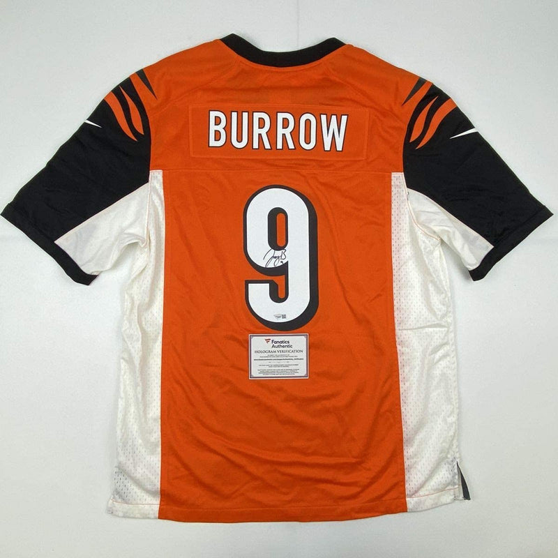 Autographed/Signed Joe Burrow Cincinnati Bengals Orange Authentic Nike Game Football Jersey Fanatics COA