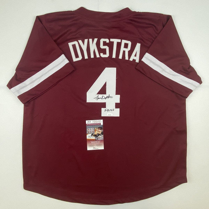 Autographed/Signed Lenny Dykstra Nails Philadelphia Maroon Baseball Jersey JSA COA