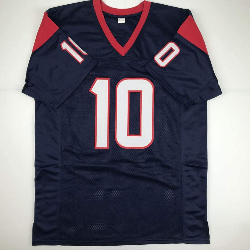 Autographed/Signed DeAndre Hopkins Houston Blue Football Jersey JSA COA