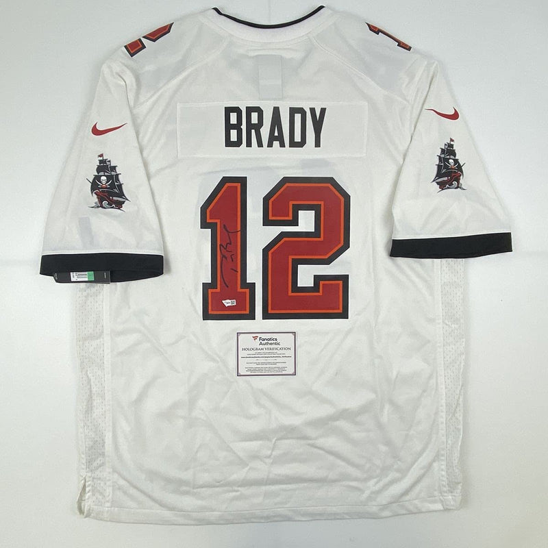 Autographed/Signed Tom Brady Tampa Bay Buccaneers White Authentic Nike Game Football Jersey Fanatics COA