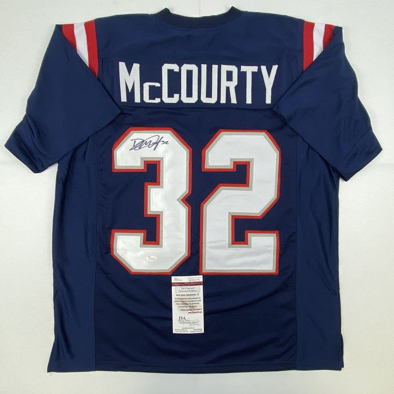 Autographed/Signed Devin McCourty New England Blue Football Jersey JSA COA