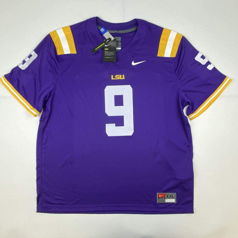 Autographed/Signed Joe Burrow LSU Tigers Purple Authentic Nike Game Football Jersey Fanatics COA