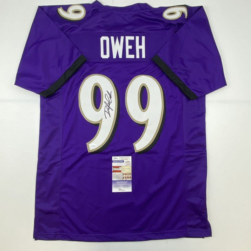 Autographed/Signed Odafe Oweh Baltimore Purple Football Jersey JSA COA
