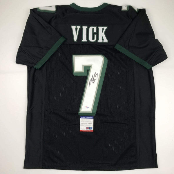Autographed/Signed Michael Mike Vick Philadelphia Black Football Jersey PSA/DNA COA