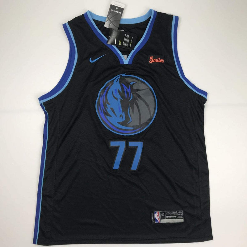Autographed/Signed Luka Doncic Dallas Black Basketball Jersey Beckett BAS COA