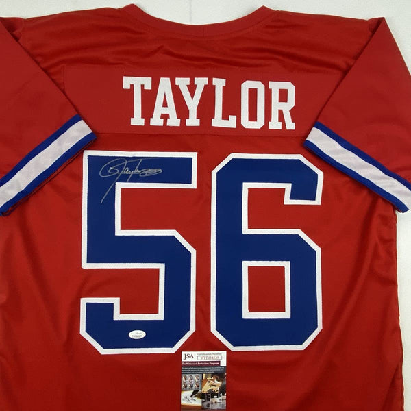 Autographed/Signed Lawrence Taylor New York Red Football Jersey JSA COA