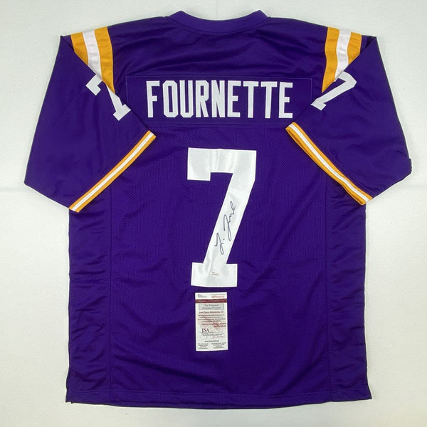 Autographed/Signed Leonard Fournette LSU Purple College Football Jersey JSA COA