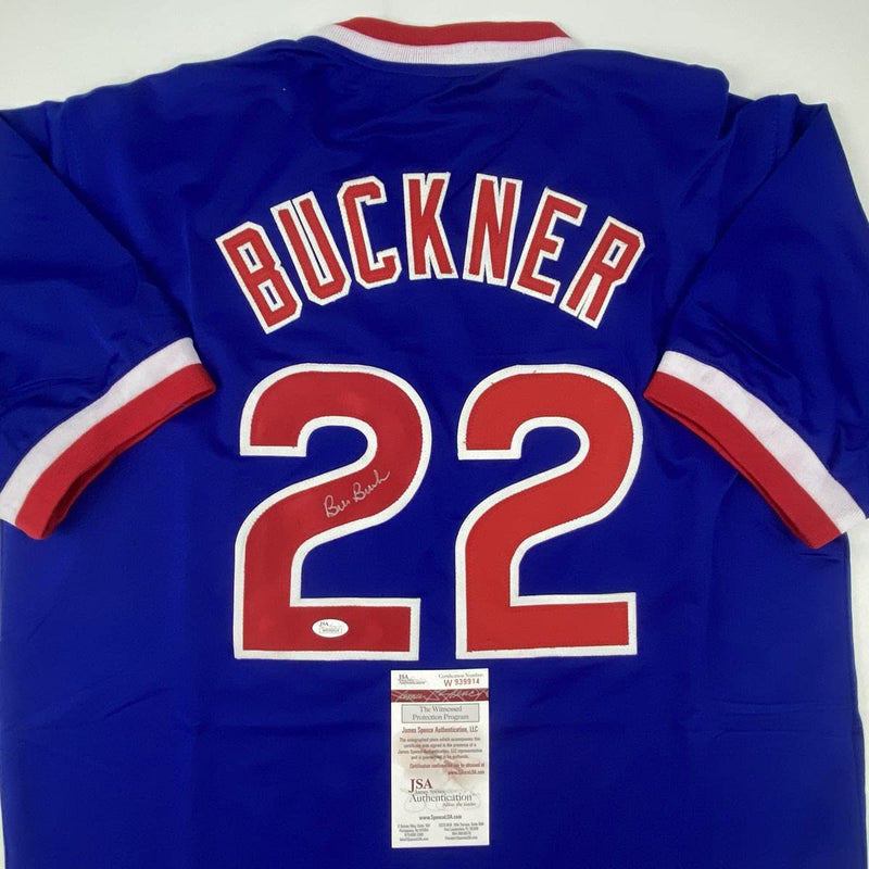 Autographed/Signed Bill Buckner Chicago Blue Baseball Jersey JSA COA