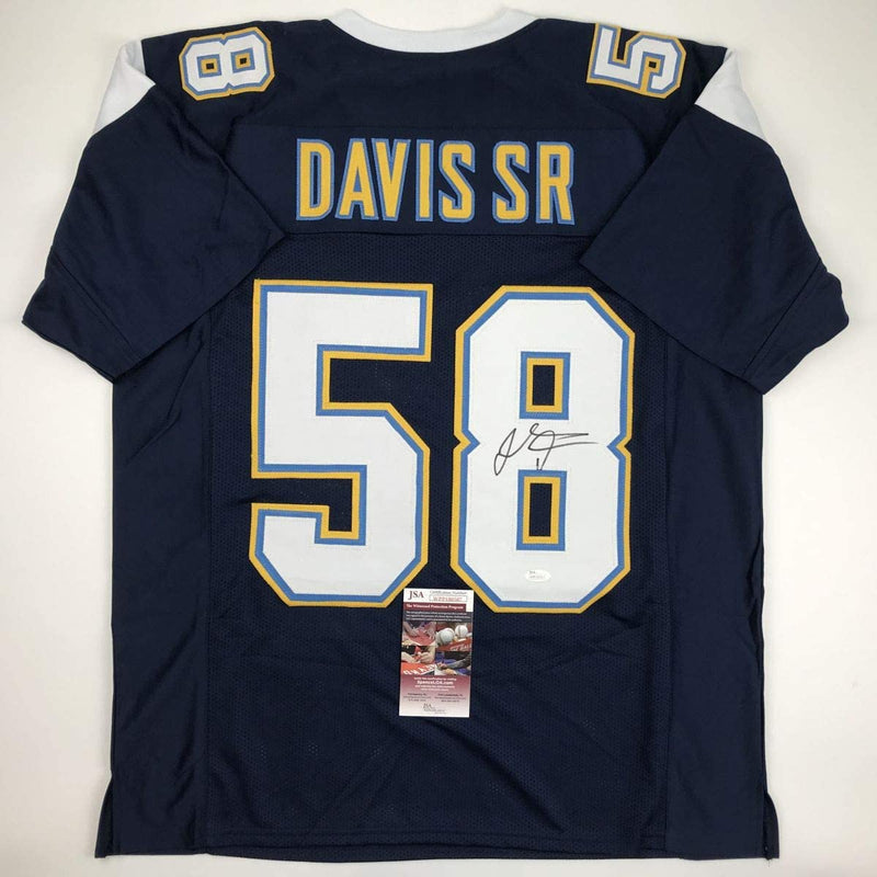 Autographed/Signed Thomas Davis Sr. Los Angeles LA Dark Blue Football Jersey JSA COA