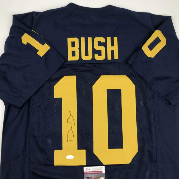 Autographed/Signed Devin Bush Michigan Blue College Football Jersey JSA COA