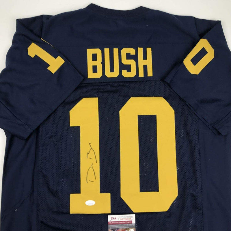Autographed/Signed Devin Bush Michigan Blue College Football Jersey JSA COA