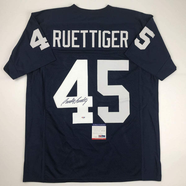 Autographed/Signed Rudy Ruettiger Notre Dame Blue College Football Jersey PSA/DNA COA