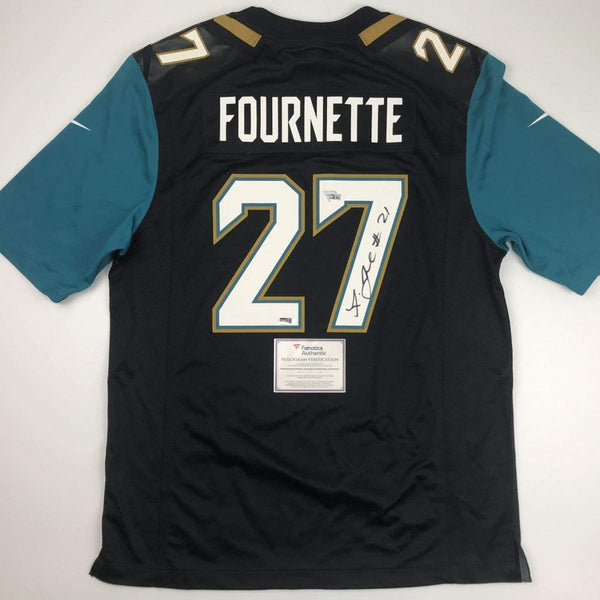 Autographed/Signed Leonard Fournette Jacksonville Black Football Jersey Fanatics COA