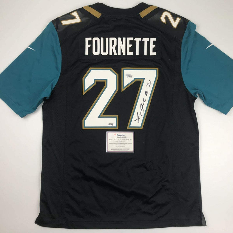 Autographed/Signed Leonard Fournette Jacksonville Black Football Jersey Fanatics COA