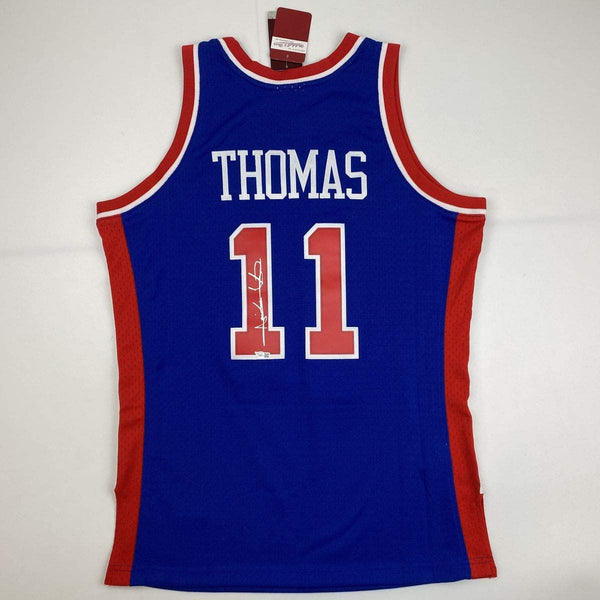 Autographed/Signed Isiah Thomas Detroit Blue Authentic Swingman Mitchell & Ness Basketball Jersey Fanatics COA