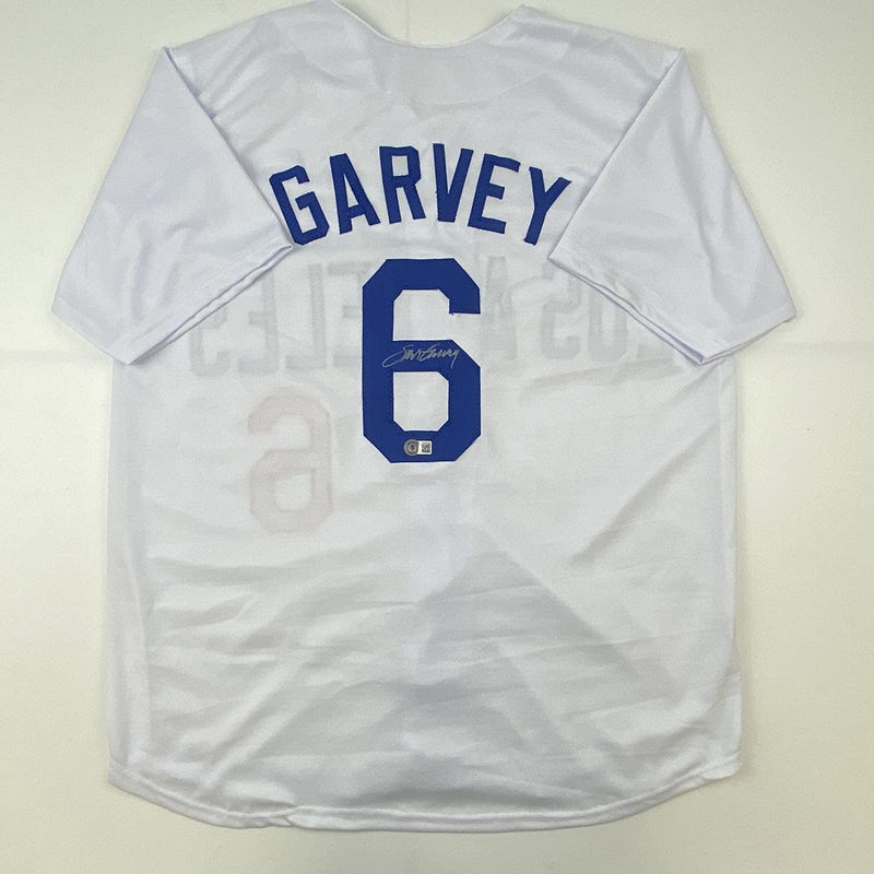 Autographed/Signed Steve Garvey Los Angeles LA White Baseball Jersey Beckett BAS COA