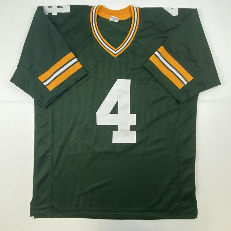 Autographed/Signed Brett Favre Green Bay Green Football Jersey Favre Hologram COA