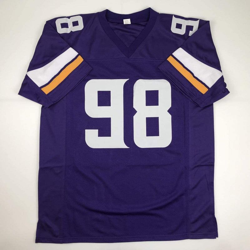 Autographed/Signed Linval Joseph Minnesota Purple Football Jersey JSA COA