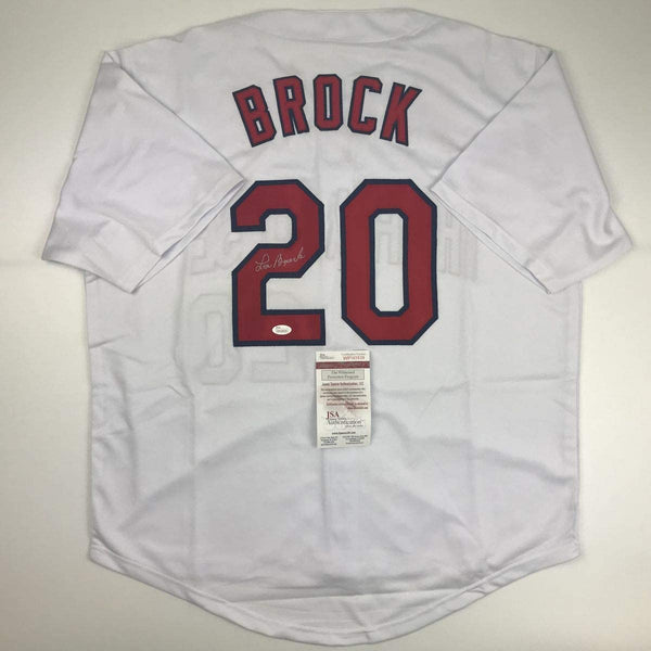 Autographed/Signed Lou Brock St. Louis White Baseball Jersey JSA COA