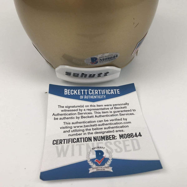 Autographed/Signed Rudy Ruettiger Go Irish Notre Dame Irish College Football Mini Helmet Becket BAS COA