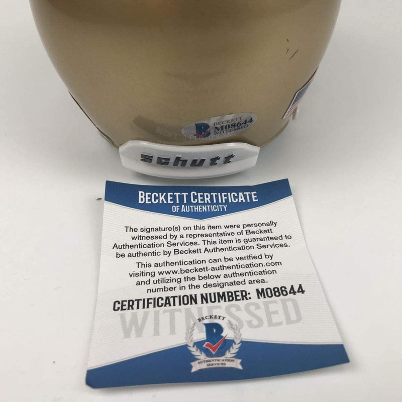 Autographed/Signed Rudy Ruettiger Go Irish Notre Dame Irish College Football Mini Helmet Becket BAS COA