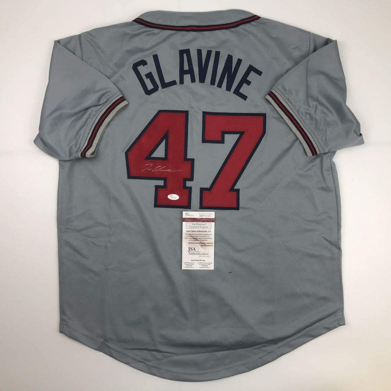 Autographed/Signed Tom Glavine Atlanta Grey Baseball Jersey JSA COA