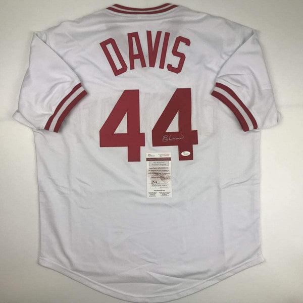 Autographed/Signed Eric Davis Cincinnati White Baseball Jersey JSA COA