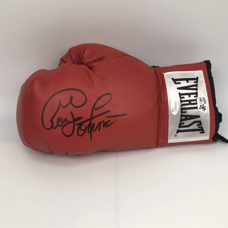 Autographed/Signed George Foreman Red Everlast Boxing Glove JSA COA Auto