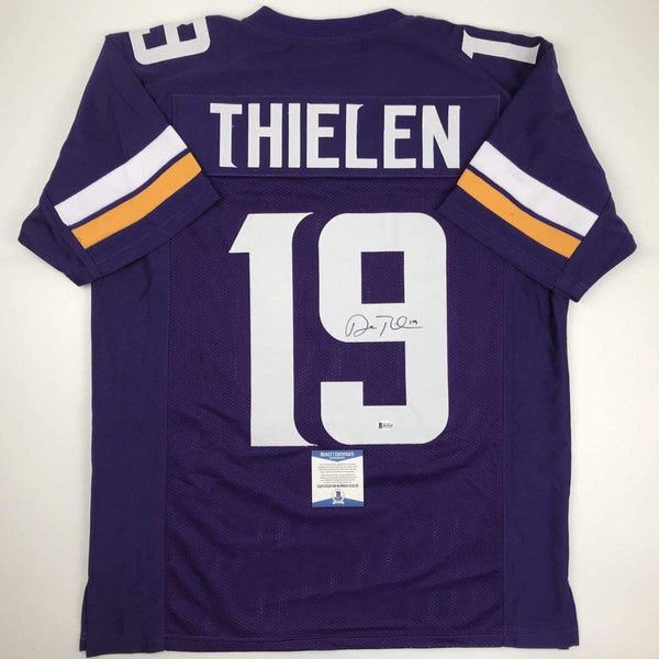 Autographed/Signed Adam Thielen Minnesota Purple Football Jersey Beckett BAS COA