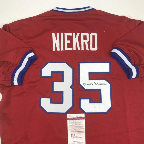 Autographed/Signed Phil Niekro Atlanta Red Baseball Jersey JSA COA