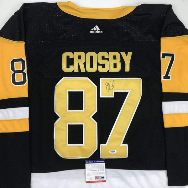Autographed/Signed Sidney Crosby Pittsburgh Black Hockey Jersey PSA/DNA COA