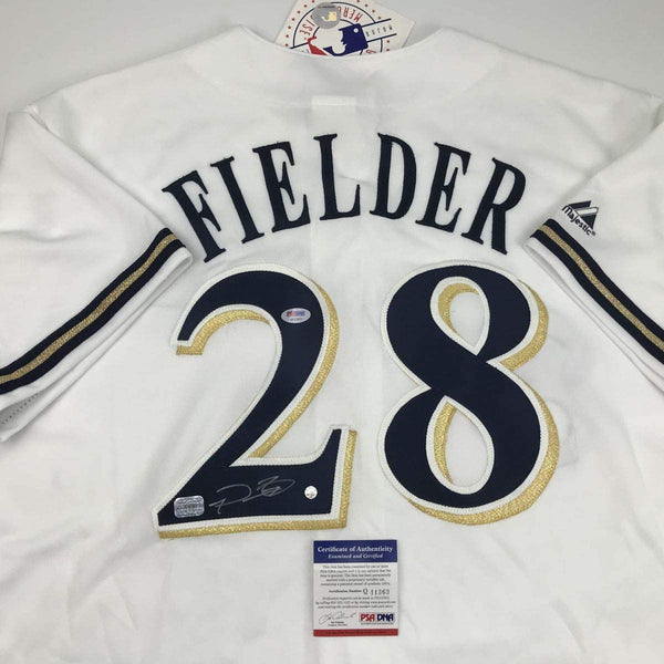 Autographed/Signed Prince Fielder Milwaukee White Baseball Jersey PSA/DNA COA