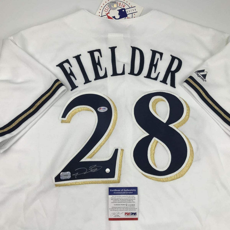 Autographed/Signed Prince Fielder Milwaukee White Baseball Jersey PSA/DNA COA