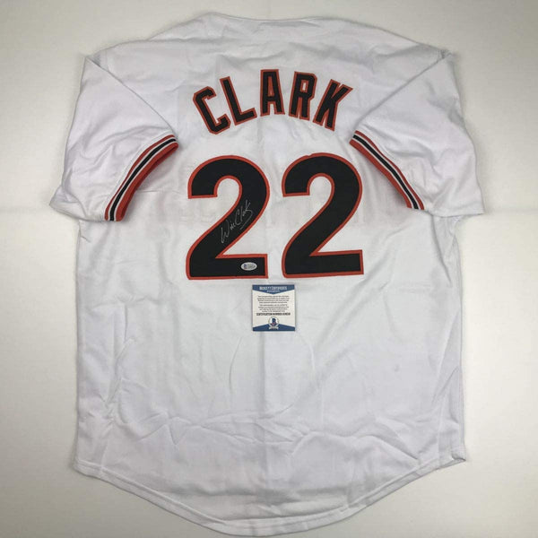 Autographed/Signed Will Clark San Francisco White Baseball Jersey Beckett BAS COA