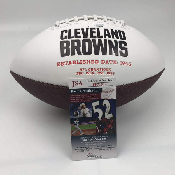 Autographed/Signed Nick Chubb Cleveland Browns Full Size FS White Panel Logo Football JSA COA