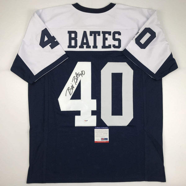 Autographed/Signed Bill Bates Dallas Thanksgiving Day Football Jersey PSA/DNA COA
