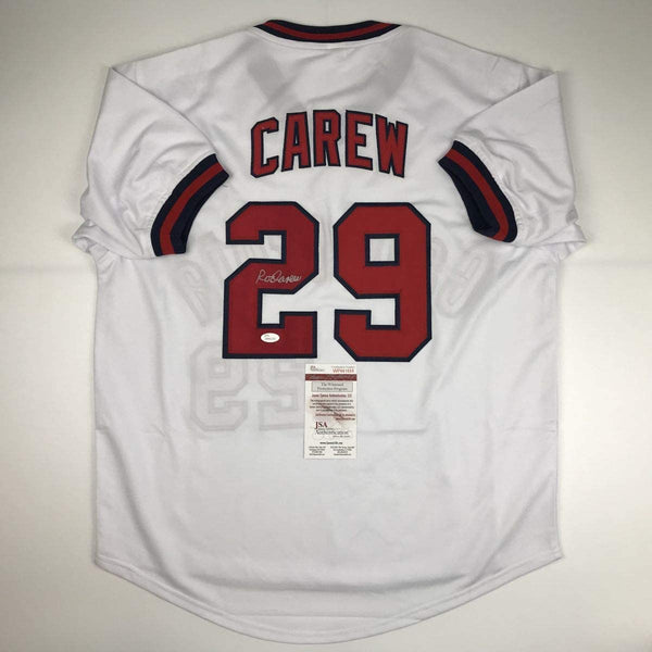 Autographed/Signed Rod Carew California White Baseball Jersey JSA COA