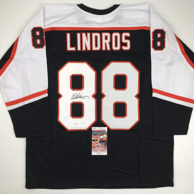 Autographed/Signed Eric Lindros Philadelphia Black Hockey Jersey JSA COA