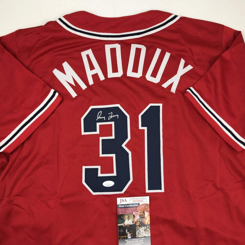 Autographed/Signed Greg Maddux Atlanta Red Baseball Jersey JSA COA