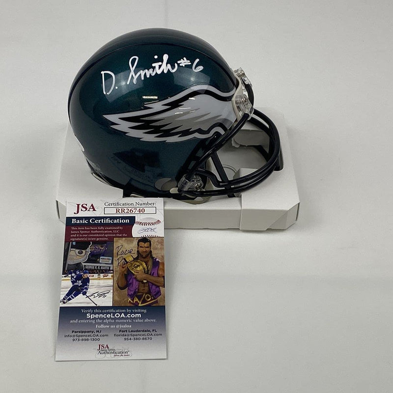 Autographed/Signed DeVonta Smith Philadelphia Eagles Mini Football Helmet JSA COA